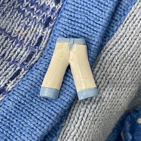 Storybook Knits Blue Denim Laundry Inspired Cardigan Sweater Colorblock Large - Picture 7 of 15